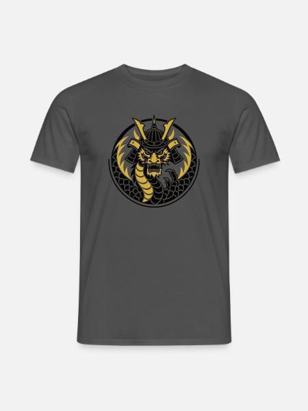 Goldenes Samurai-Drachenemblem - Männer T-Shirt - Anthrazit