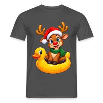 Rentier mit Ente Badeente Schwimmreifen - Männer T-Shirt - Anthrazit - Vorne - AI Model Male 178 light (178cm)