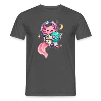 Süßer Axolotl als Astronaut mit Planet - Männer T-Shirt - Anthrazit - Vorne - AI Model Male 178 light (178cm)