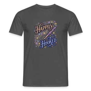 Happily Hooked verspieltes Häkeln - Männer T-Shirt - Anthrazit - Vorne - AI Model Male 178 light (178cm)