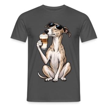Whippet mit Latte Macchiato - Männer T-Shirt - Anthrazit - Vorne - AI Model Male 178 light (178cm)