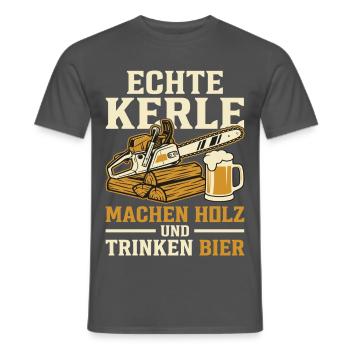 Echte Kerle Holz und Bier - Männer T-Shirt - Anthrazit - Vorne - AI Model Male 178 light (178cm)