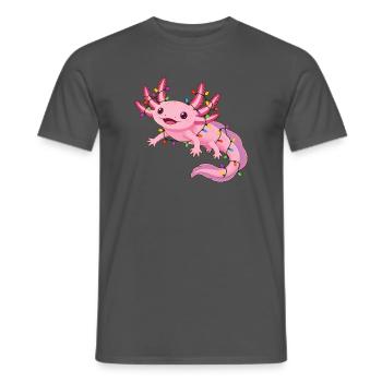 Süßer Axolotl mit Lichterkette für Weihnachten  - Männer T-Shirt - Anthrazit - Vorne - AI Model Male 178 light (178cm)