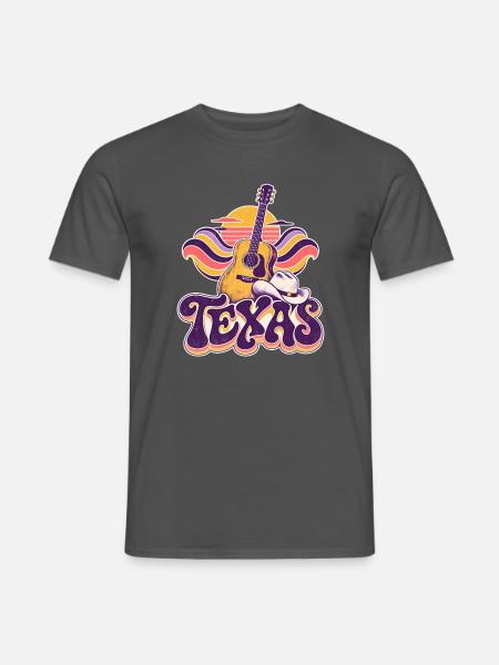 Texas Sunset Gitarre Retro - Männer T-Shirt - Anthrazit