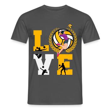 Love Volleyball – Spielerin im Lorbeerkranz - Männer T-Shirt - Anthrazit - Vorne - AI Model Male 178 light (178cm)