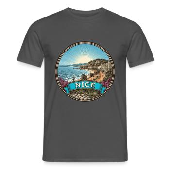 Schönes Frankreich Reiseabzeichen Promenade Anglais Geschenk - Männer T-Shirt - Anthrazit - Vorne - AI Model Male 178 light (178cm)