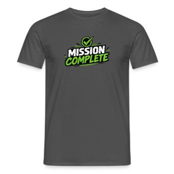 Mission Complete Grunge Logo Neon Green - Männer T-Shirt - Anthrazit - Vorne - AI Model Male 178 light (178cm)