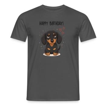 Süßer Dackel, Geburtstags-Welpenkarte & Tee - Männer T-Shirt - Anthrazit - Vorne - AI Model Male 178 light (178cm)