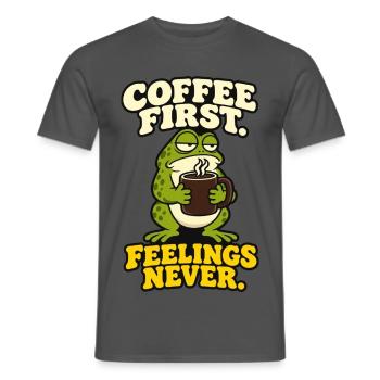 Kaffee zuerst Gefühle nie lustig Grummeliger Frosch - Männer T-Shirt - Anthrazit - Vorne - AI Model Male 178 light (178cm)