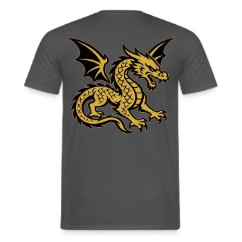 Goldener Drache mit ausgebreiteten Flügeln - Männer T-Shirt - Anthrazit - Hinten - AI Model Male 178 light (178cm)