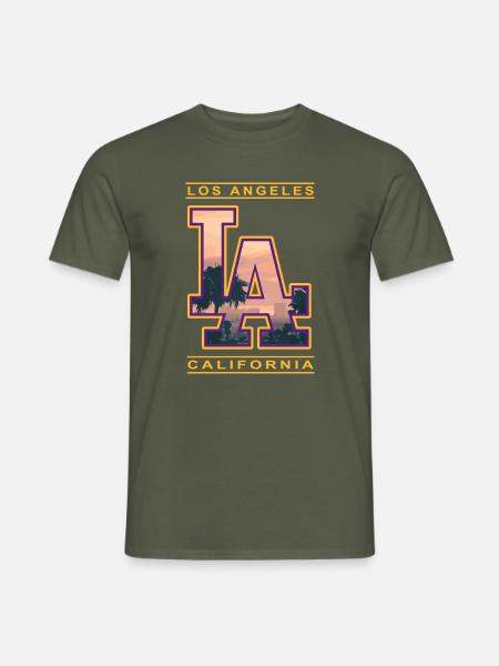 LA Sonnenuntergang Skyline Vintage - Männer T-Shirt - Militärgrün