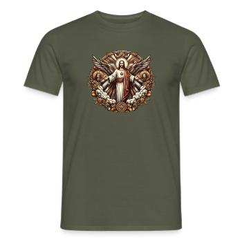 Jesus Christ Logo - Männer T-Shirt - Militärgrün - Vorne - AI Model Male 178 light (178cm)
