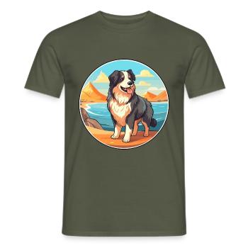 Karpaten-Schäferhund-Rasse-Cartoon-Kawaii-Hund - Männer T-Shirt - Militärgrün - Vorne - AI Model Male 178 light (178cm)