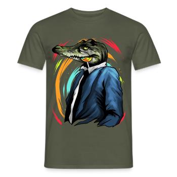 Krokodil im Anzug mit Lolli lustig - Männer T-Shirt - Militärgrün - Vorne - AI Model Male 178 light (178cm)