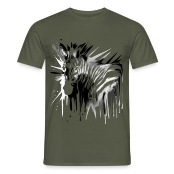 Zebra Schwarz Weiß Zebrastreifen - Männer T-Shirt - Militärgrün - Vorne - AI Model Male 178 light (178cm)