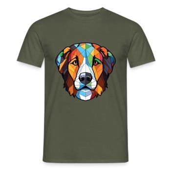 Karpaten-Schäferhund-Rasse buntes Aquarell - Männer T-Shirt - Militärgrün - Vorne - AI Model Male 178 light (178cm)