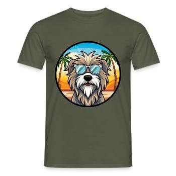 Lunettes de soleil Bergamasco Shepherd Dog Breed Cartoon - T-shirt homme - vert militaire - Devant - AI Model Male 178 light (178cm)