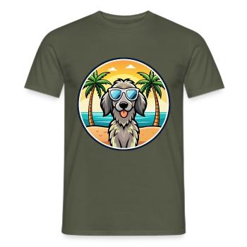 Deutsch Langhaar Vorstehhund Rasse Cartoon Strand - Männer T-Shirt - Militärgrün - Vorne - AI Model Male 178 light (178cm)