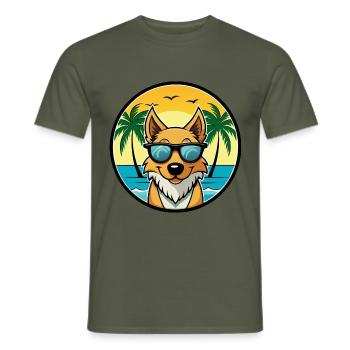 Dänisch Schwedische Bauernhund Rasse Cartoon Sonnenbrille - Männer T-Shirt - Militärgrün - Vorne - AI Model Male 178 light (178cm)