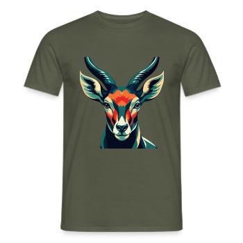 Antilope Zeichentrickfigur Buntes Haustier Tier - Männer T-Shirt - Militärgrün - Vorne - AI Model Male 178 light (178cm)