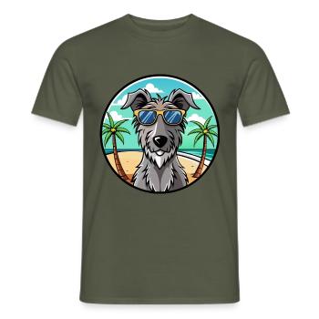 Lunettes de soleil écossaises Deerhound Dog Breed Cartoon - T-shirt homme - vert militaire - Devant - AI Model Male 178 light (178cm)