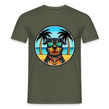 Rottweiler Chien Race Dessin Animé Lunettes De Soleil Plage - T-shirt homme - vert militaire - Devant - AI Model Male 178 light (178cm)