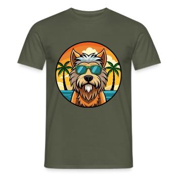 Briard Dog Breed Cartoon Sunglasses Beach - Men's T-Shirt - military green - Front - AI Model Male 178 light (178cm)