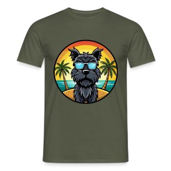 Schwarze russische Terrier Hunderasse Cartoon Sonnenbrille - Männer T-Shirt - Militärgrün - Vorne - AI Model Male 178 light (178cm)
