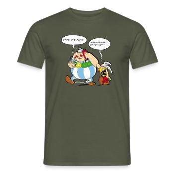 Asterix & Obelix Sprechblasen - Männer T-Shirt - Militärgrün - Vorne - AI Model Male 178 light (178cm)
