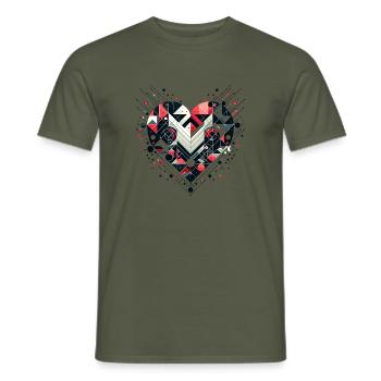 Geometrisches Herz - Männer T-Shirt - Militärgrün - Vorne - AI Model Male 178 light (178cm)