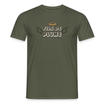 Fils de Plume  - T-shirt homme - vert militaire - Devant - AI Model Male 178 light (178cm)
