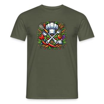 Koch Logo - Men's T-Shirt - military green - Front - AI Model Male 178 light (178cm)