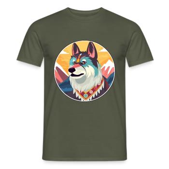 Chinesische kaiserliche Hunderasse Karikatur Kawaii Watercol - Männer T-Shirt - Militärgrün - Vorne - AI Model Male 178 light (178cm)