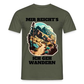Bergpfad im Sonnenlicht Sticker - Männer T-Shirt - Militärgrün - Vorne - AI Model Male 178 light (178cm)