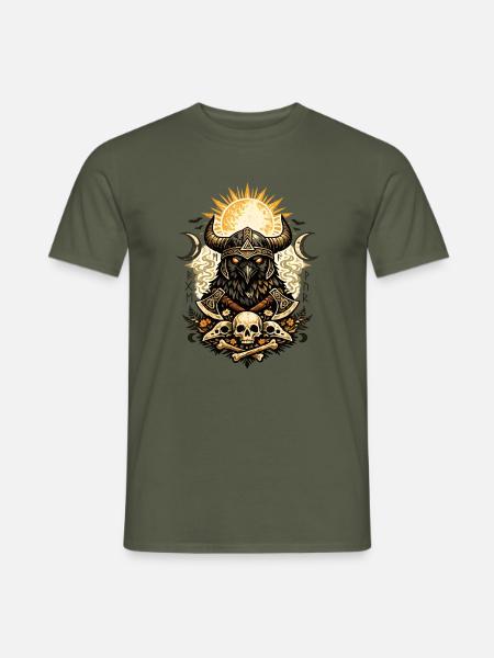 Rabenkrieger-Sonnenkranz - Männer T-Shirt - Militärgrün