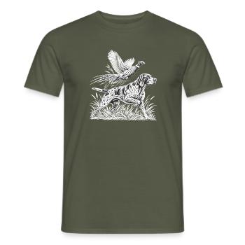 Dalmatiner mit Vogel im Engraving-Stil - Männer T-Shirt - Militärgrün - Vorne - AI Model Male 178 light (178cm)