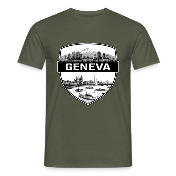 Genfer Schweiz Schild Wappen Jet d Eau Gift - Männer T-Shirt - Militärgrün - Vorne - AI Model Male 178 light (178cm)