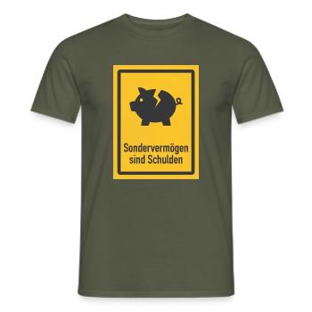 Sondervermögen sind Schulden Satire - Männer T-Shirt - Militärgrün - Vorne - AI Model Male 178 light (178cm)