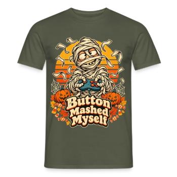 Halloween-Mumie Button Mashed Myself Gamer - Männer T-Shirt - Militärgrün - Vorne - AI Model Male 178 light (178cm)