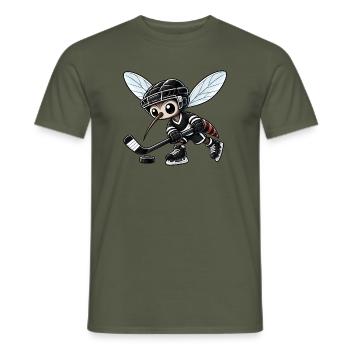 Mücke Moskito Eishockey Spieler Cartoon Cool - Männer T-Shirt - Militärgrün - Vorne - AI Model Male 178 light (178cm)