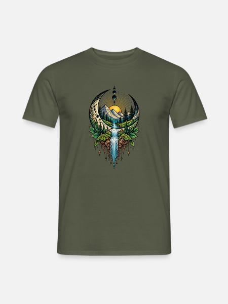 Mystische Mondlandschaft – Natur & Fantasy - Männer T-Shirt - Militärgrün