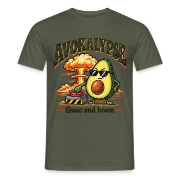Avocado Apokalypse Guacamole Boom Essen Wortspiel Humor - Männer T-Shirt - Militärgrün - Vorne - AI Model Male 178 light (178cm)