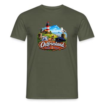 OSTFRIESLAND - Männer T-Shirt - Militärgrün - Vorne - AI Model Male 178 light (178cm)
