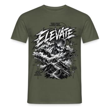Elevate Gipfelkraft und Fortschritt - Männer T-Shirt - Militärgrün - Vorne - AI Model Male 178 light (178cm)