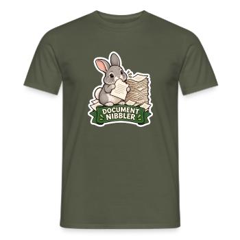 Dokumentnager Häschen mit Papierstapeln - Männer T-Shirt - Militärgrün - Vorne - AI Model Male 178 light (178cm)