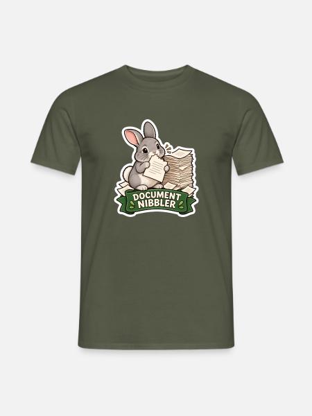 Dokumentnager Häschen mit Papierstapeln - Männer T-Shirt - Militärgrün