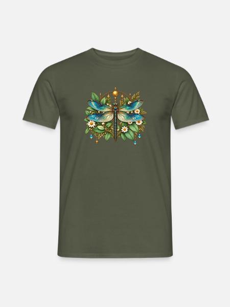 Azurblaue Libellenpracht - Männer T-Shirt - Militärgrün