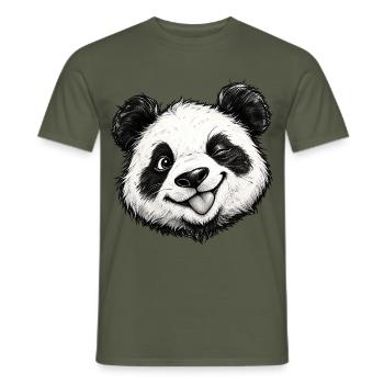 Lustiger Panda-Zunge rausgestreckt, süßer Panda-Liebhaber-Humor - Männer T-Shirt - Militärgrün - Vorne - AI Model Male 178 light (178cm)