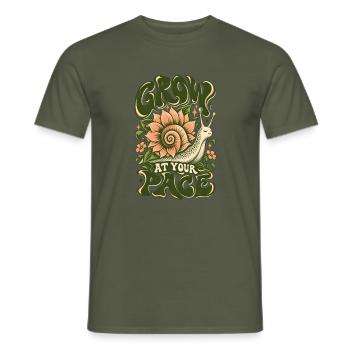 Grow At Your Pace - Männer T-Shirt - Militärgrün - Vorne - AI Model Male 178 light (178cm)