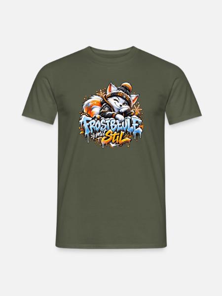 Frostbeule mit Stil – Der coole Winterfuchs - Männer T-Shirt - Militärgrün
